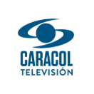 Logotipo de Caracol Televisión con un ojo azul estilizado y texto sobre fondo blanco.