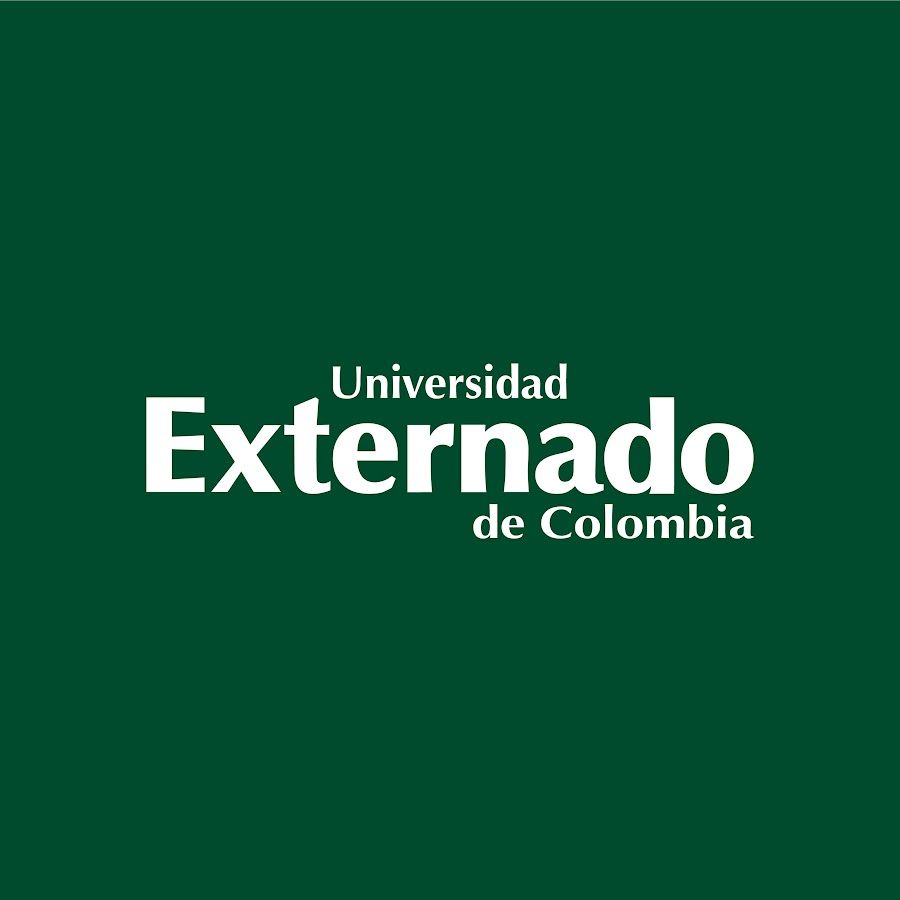 Logo de la Universidad Externado de Colombia en blanco sobre fondo verde oscuro.