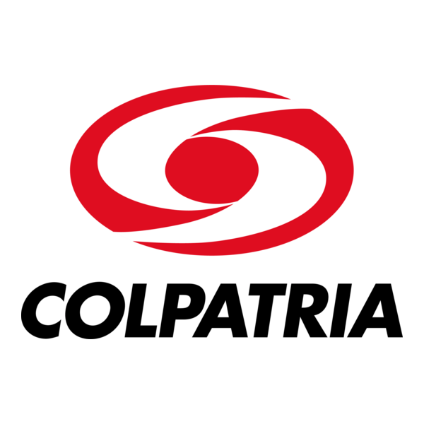 Logotipo de Colpatria con un remolino abstracto rojo sobre texto negro en negrita sobre un fondo blanco.