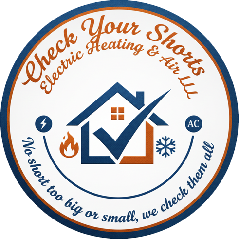 Check Your Shows Electric Heating & Air logo with house, checkmark, and service icons