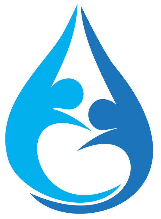 A blue drop with two people inside of it