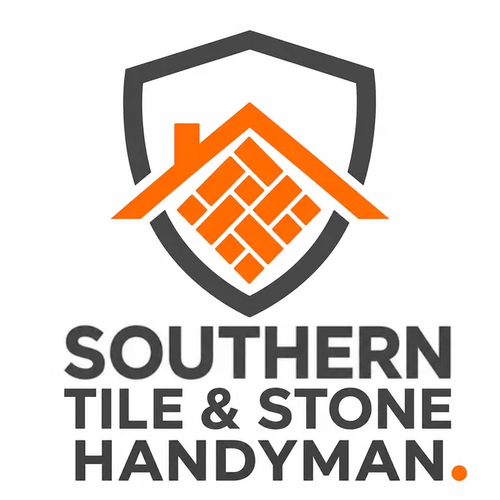 Southern Tile & Stone Handyman logo with orange roof and gray shield