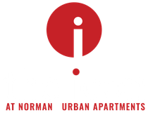 The Icon At Norman - White And Red Footer Logo - Click here to go home