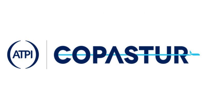 O logotipo da copastur é azul e branco sobre fundo branco.