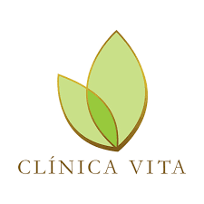 Um logotipo para clinica vita com duas folhas verdes