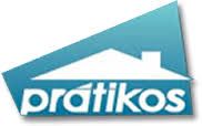 Um logotipo azul e branco para pratikos com uma casa.