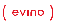 A palavra evine está escrita em vermelho sobre fundo branco.