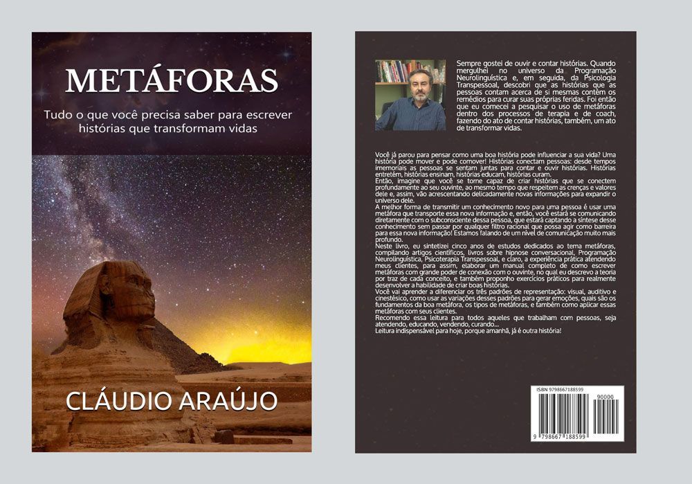 Metáfora é a criação de uma imagem Capa e contracapa de um livro de claudio araujo