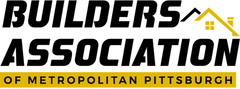 The logo for the Builders Association of Metropolitan Pittsburgh, featuring black text and a yellow house graphic.