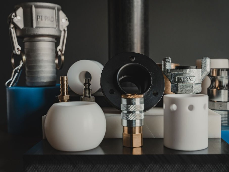 various plastic containers and components