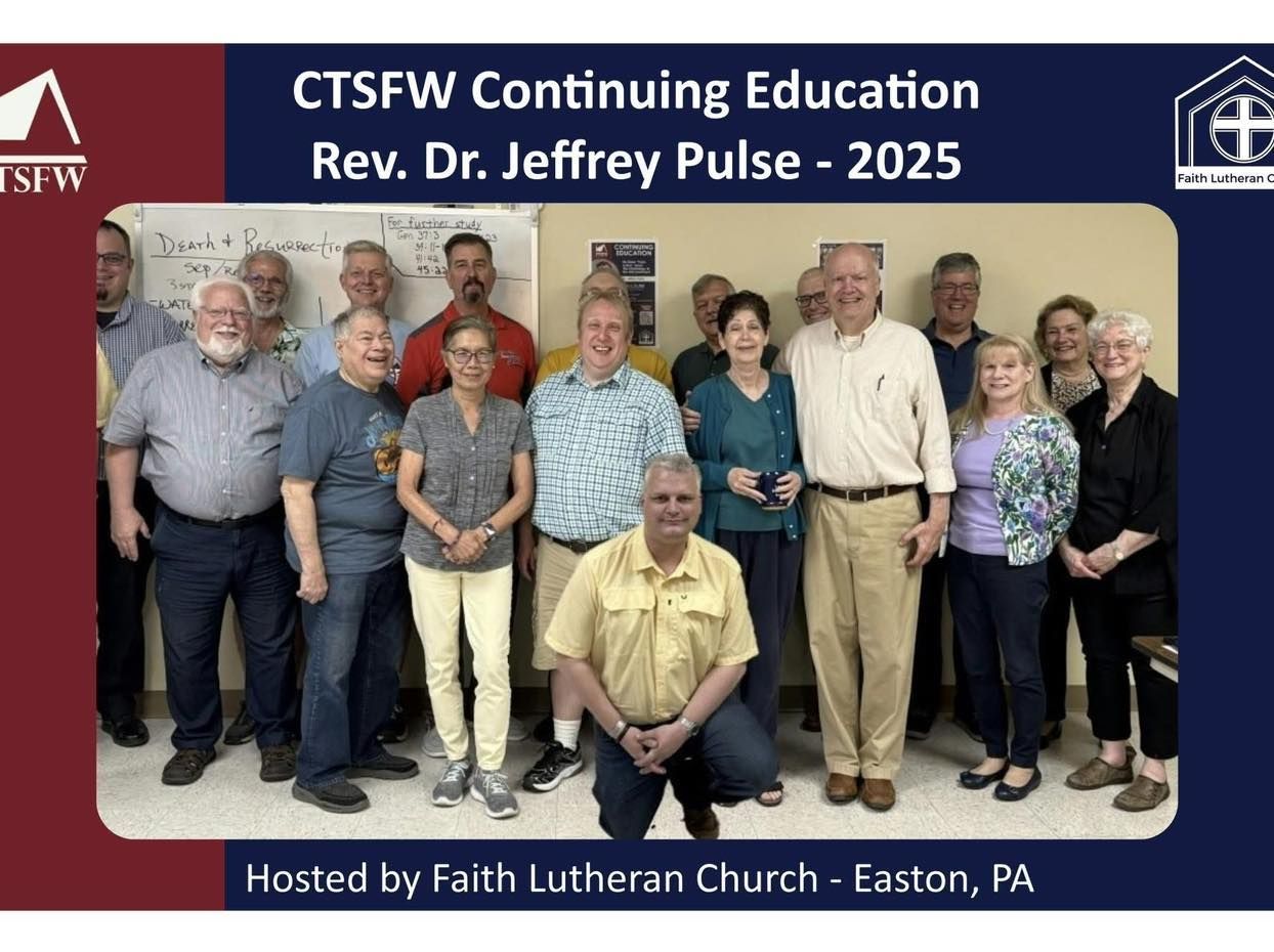 A group of attendees poses for a photo at a CTSFW continuing education event at Faith Lutheran Church in Easton, PA.