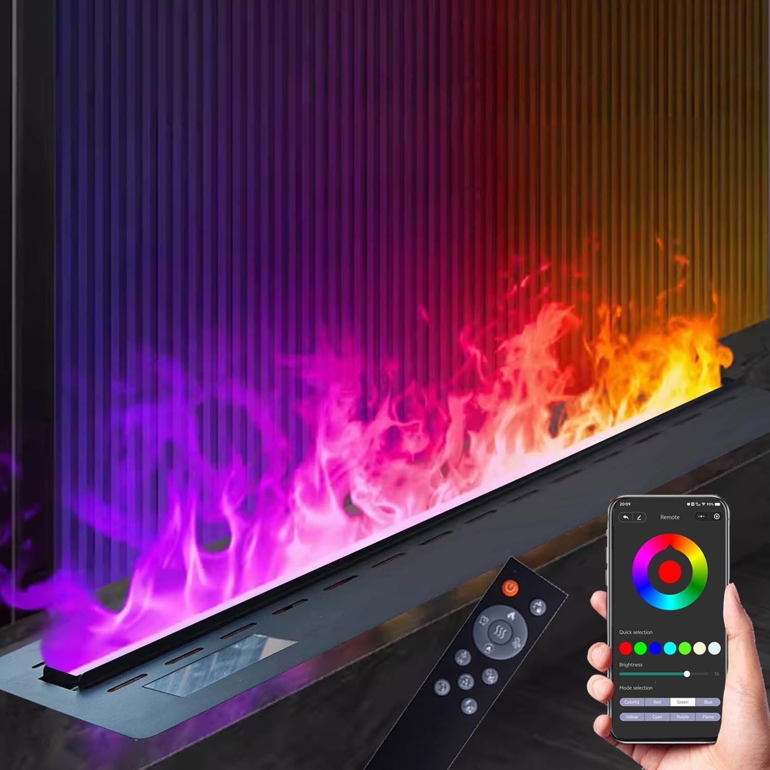 cool indoor fireplace
ambiance
color changing