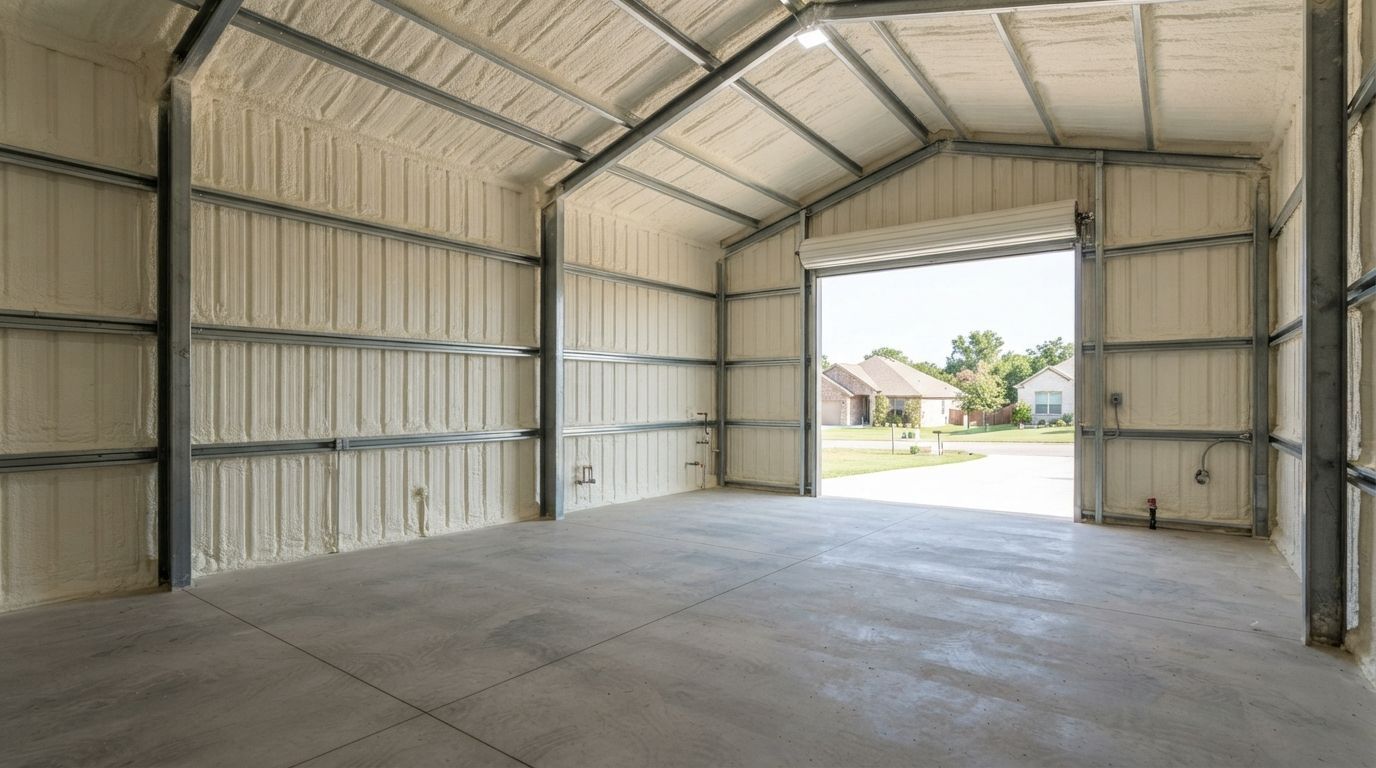 Completed metal building spray foam insulation project in Killeen Texas