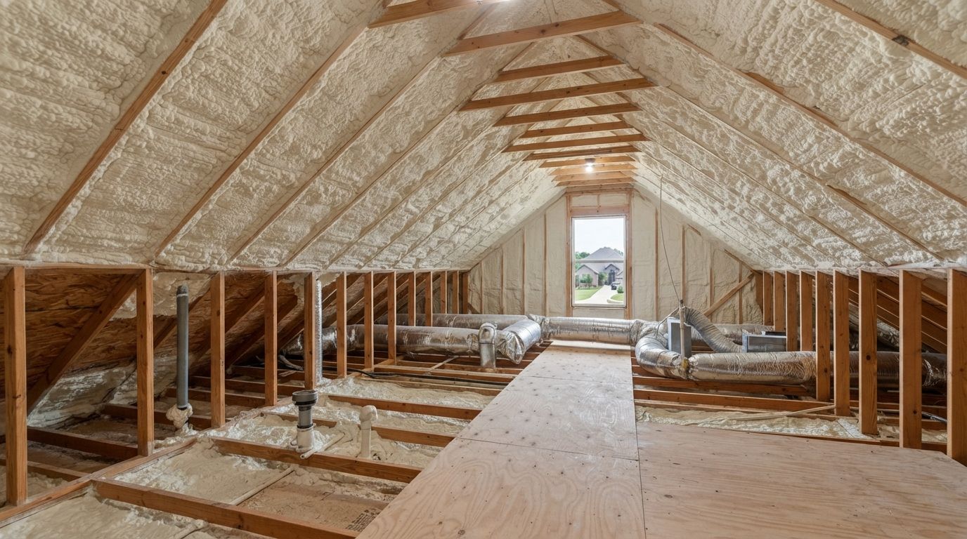 Completed attic spray foam insulation project in Killeen Texas