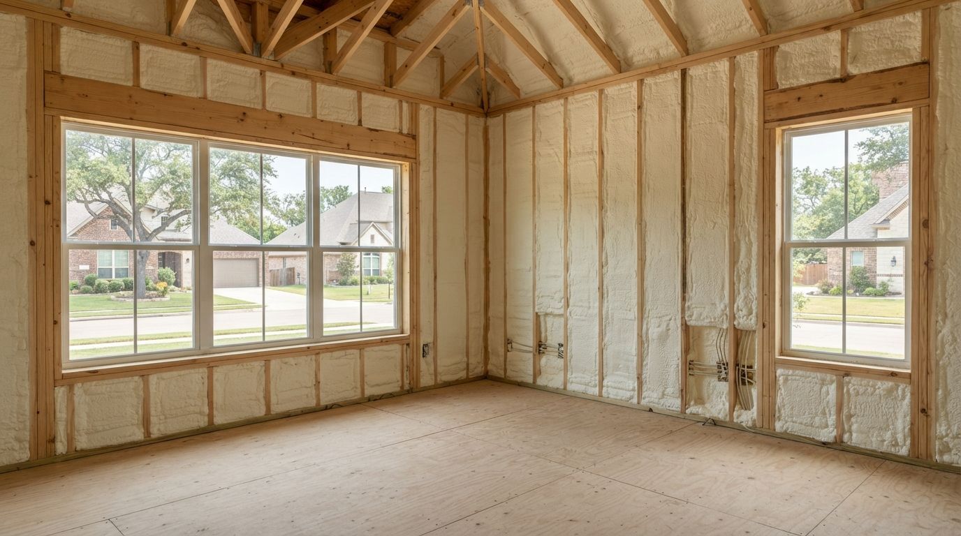Completed residential wall spray foam insulation in Temple Texas