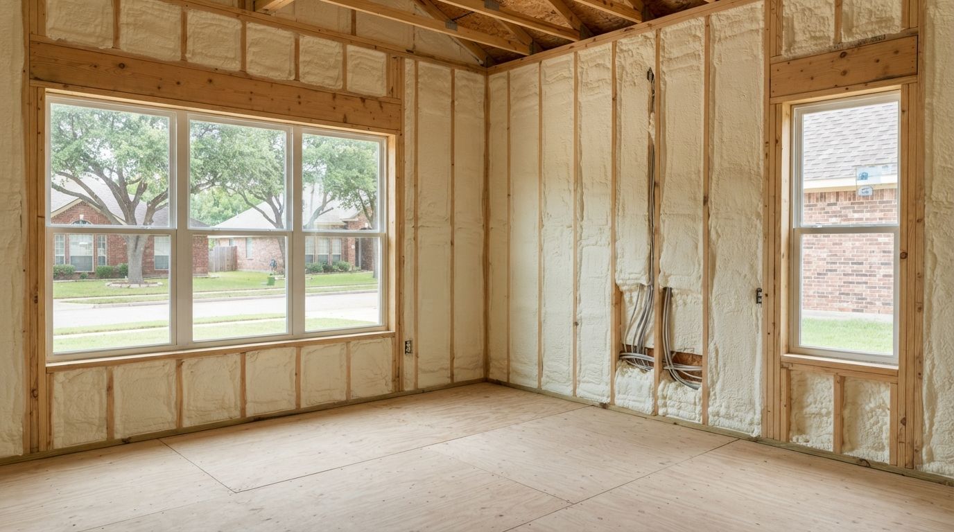 Completed closed cell wall spray foam insulation in Temple Texas