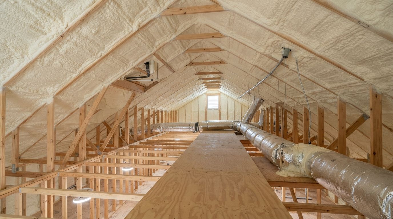 Completed closed cell attic spray foam insulation in Temple Texas