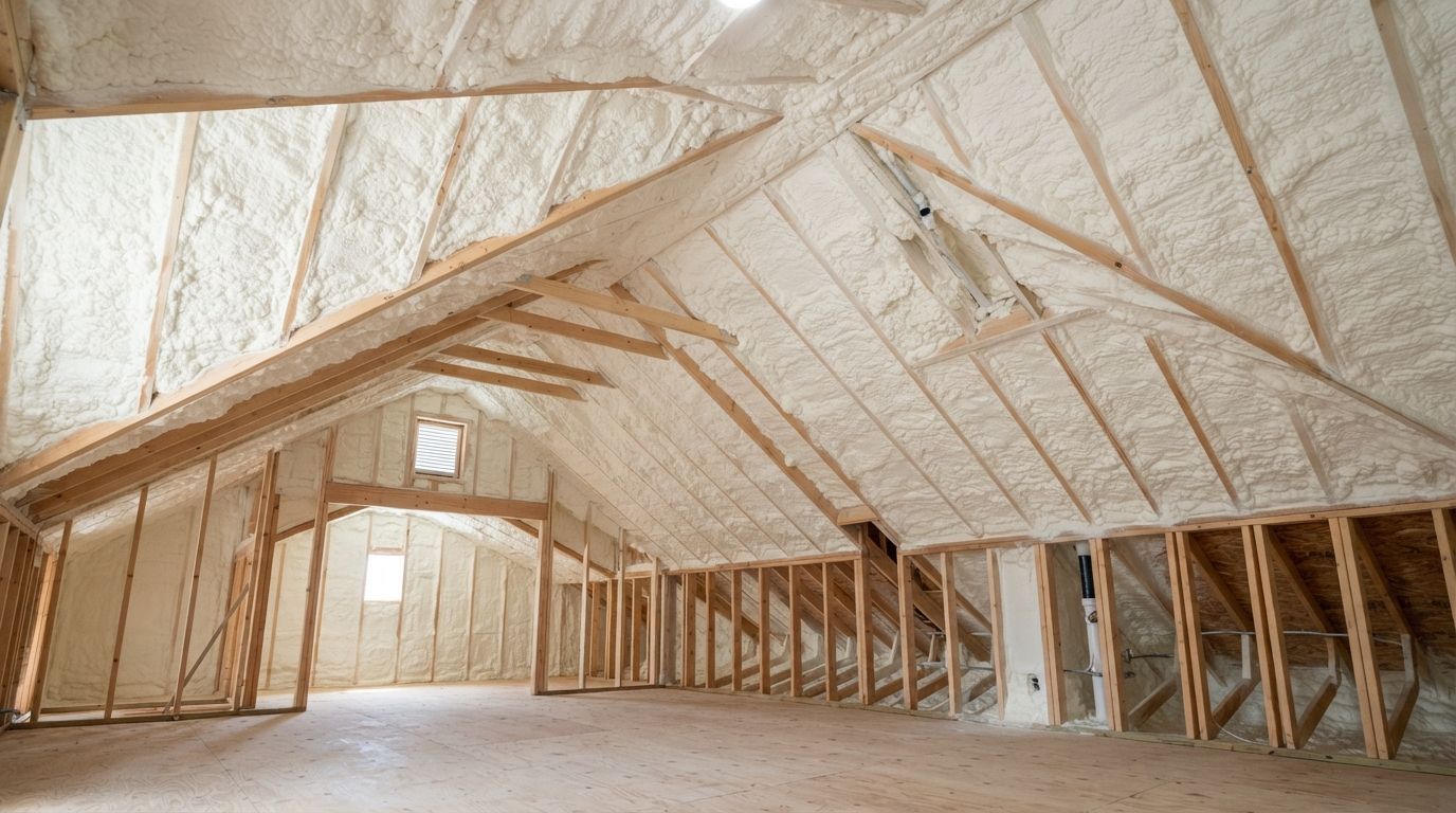 Completed open cell attic spray foam insulation in Temple Texas
