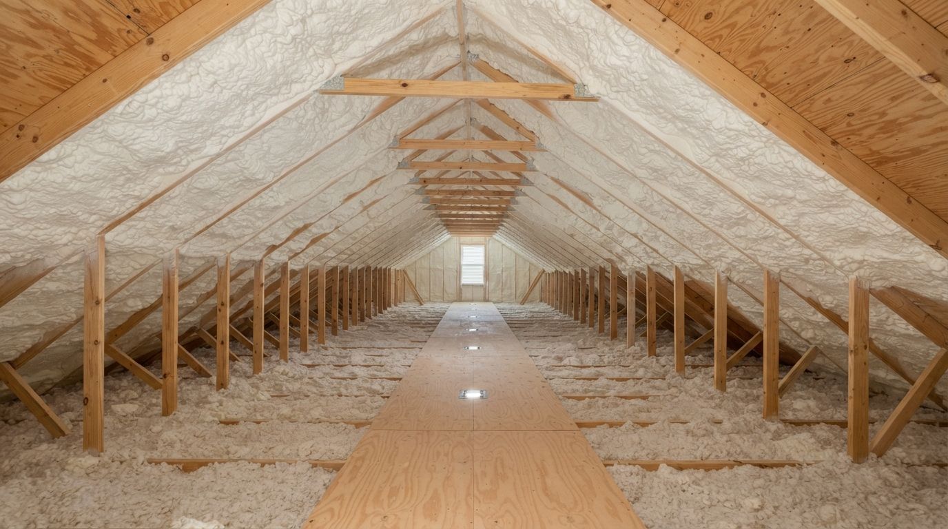 Completed open cell wall spray foam insulation in Temple Texas