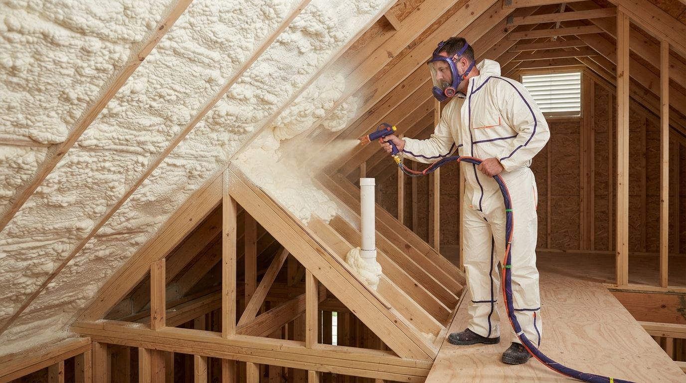 Experienced attic spray foam technician working in Temple Texas