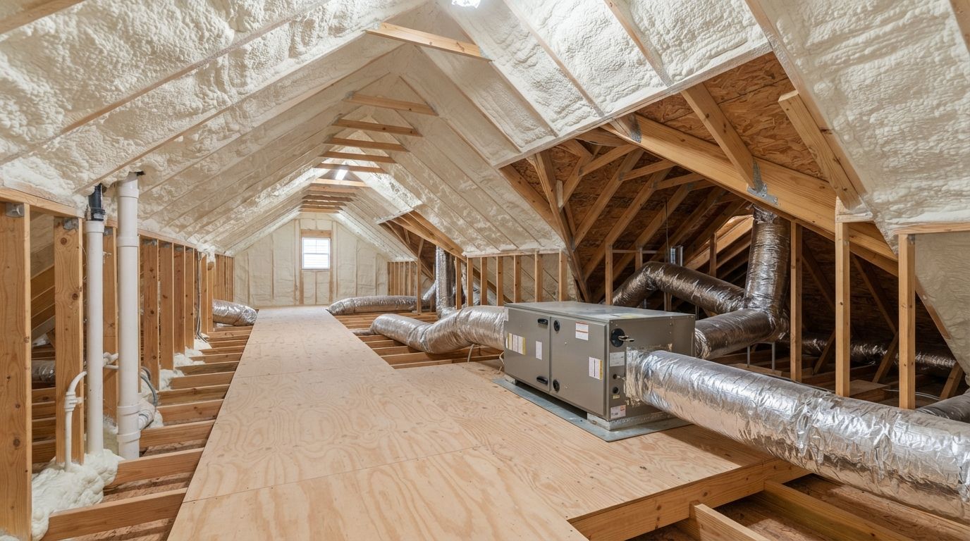 Completed attic spray foam around HVAC equipment in Temple Texas