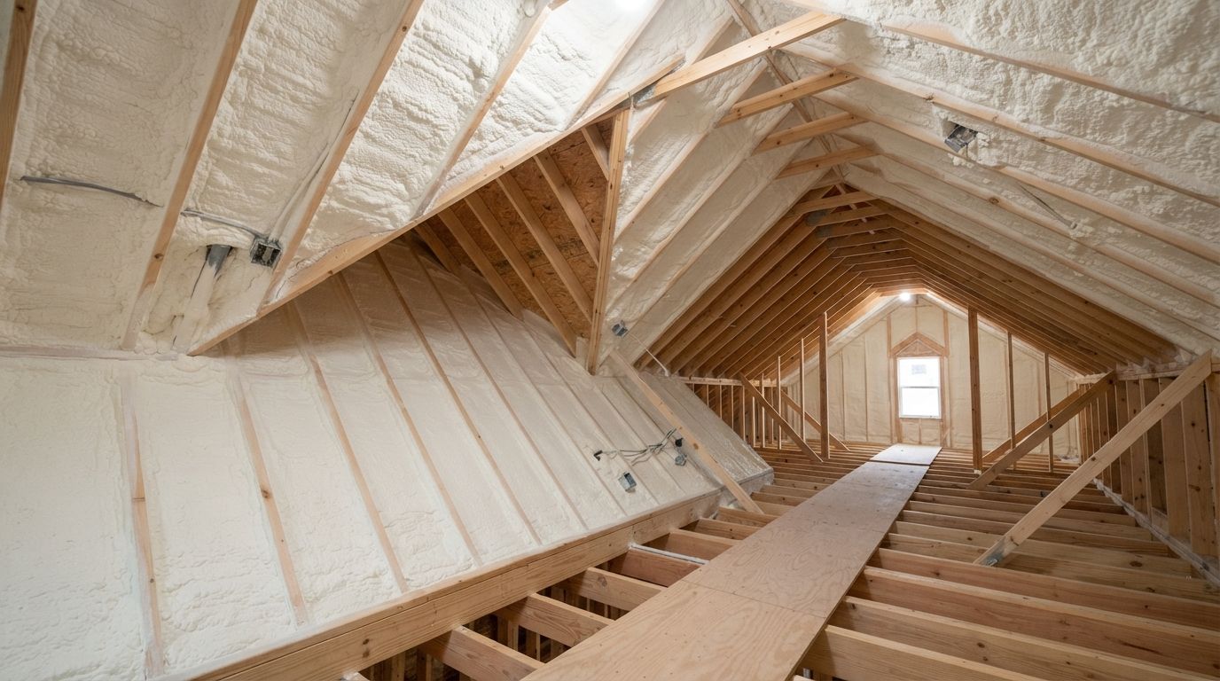 Completed knee wall attic spray foam insulation in Temple Texas