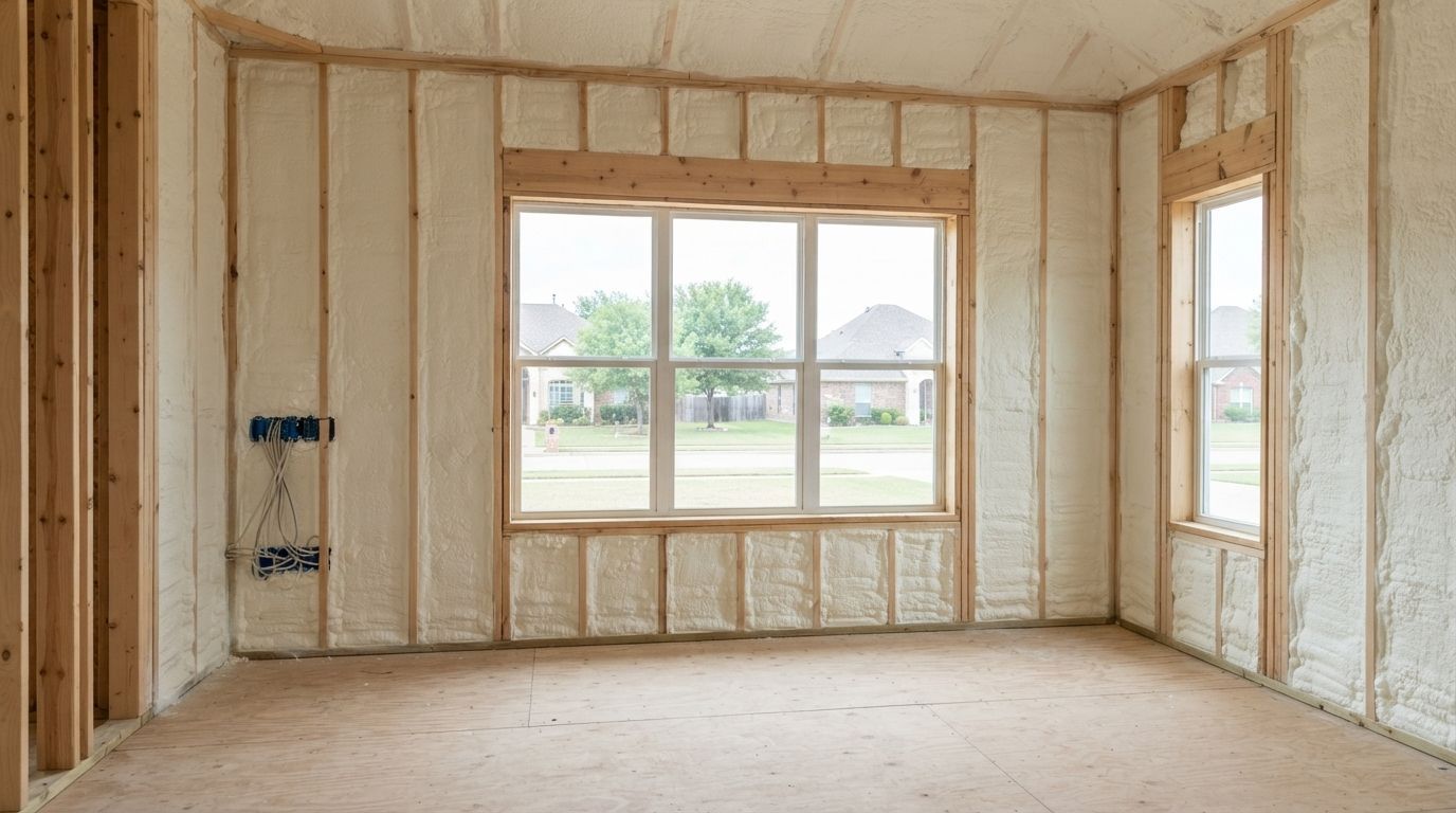 Completed gable wall spray foam insulation in Temple Texas