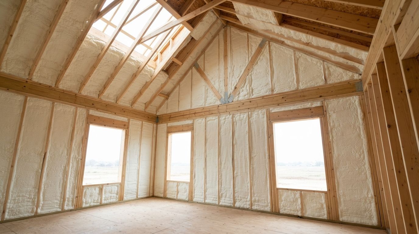 Completed bedroom wall spray foam insulation in Temple Texas
