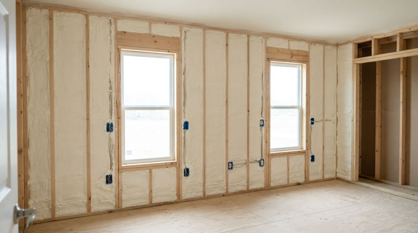 Completed residential addition wall spray foam insulation in Temple Texas
