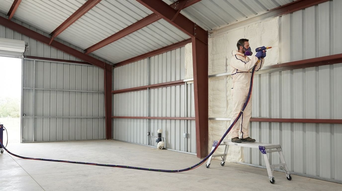 Spray foam insulation for a metal building in Temple Texas
