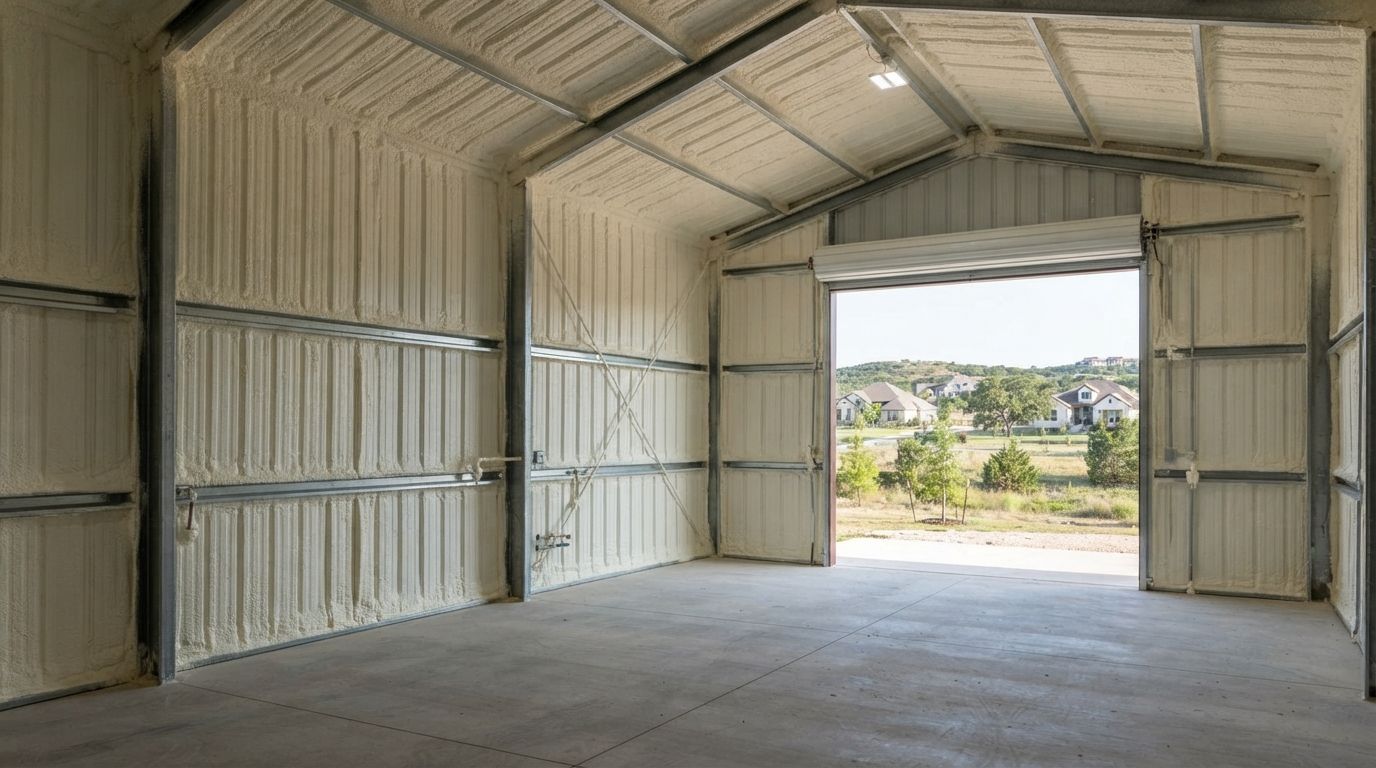 Completed metal building spray foam insulation project in Copperas Cove Texas