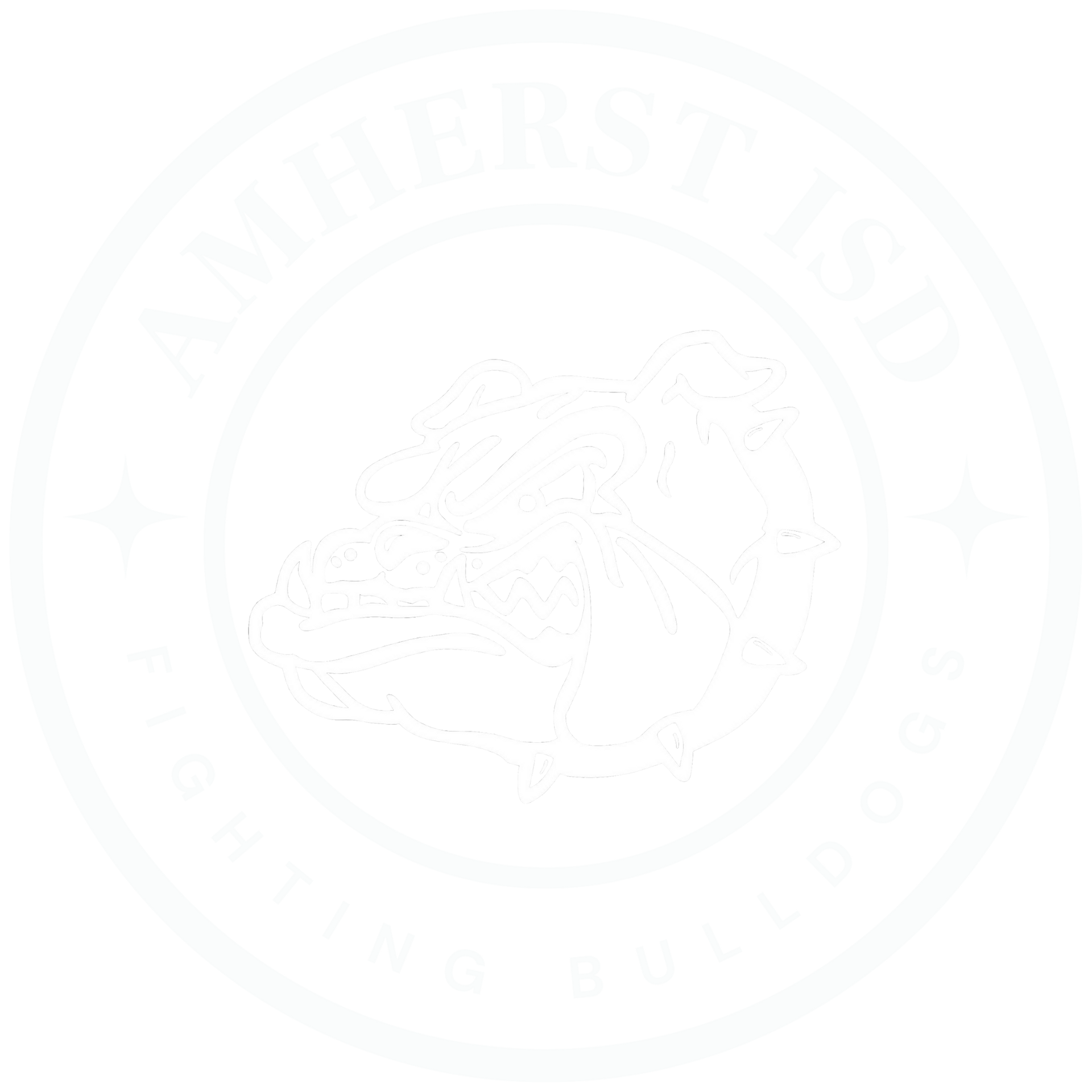 a white logo with a circle in the middle on a white background .
