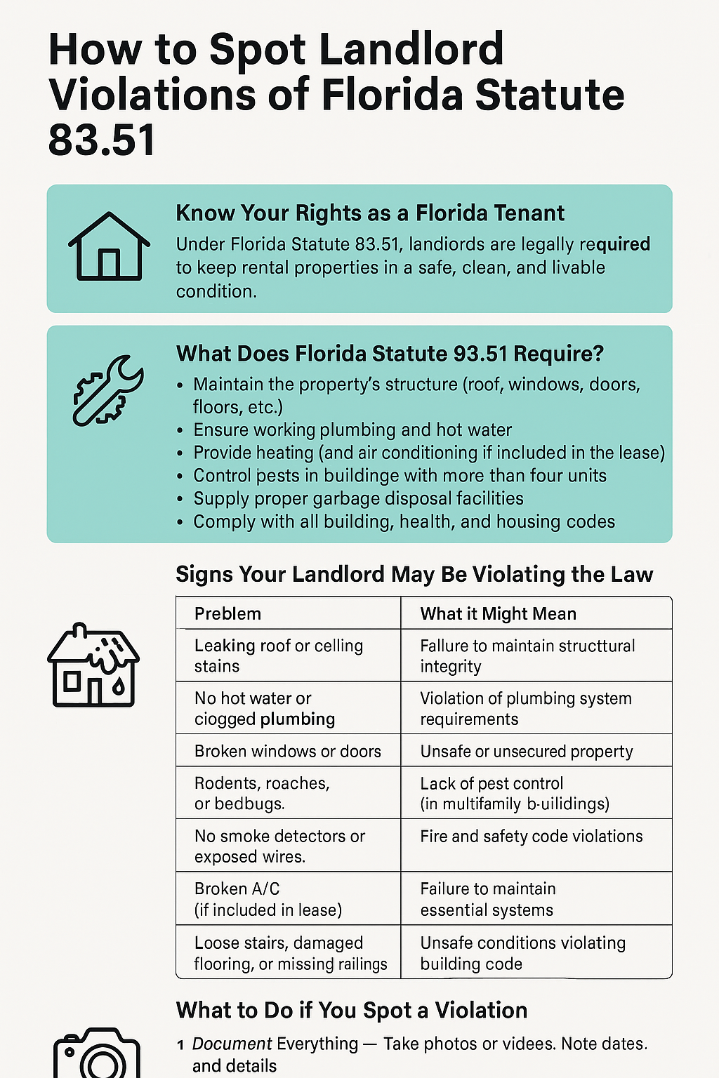 how to spot landlord violations of Florida Statute 83.51