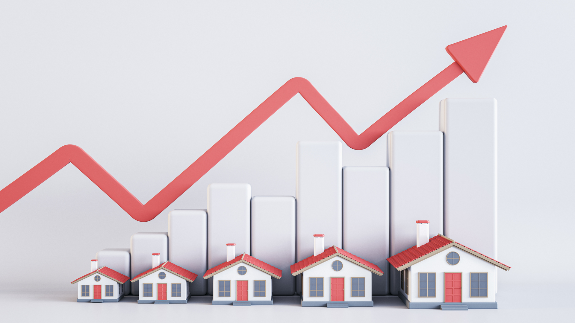 homes with a line above it representing rent increase