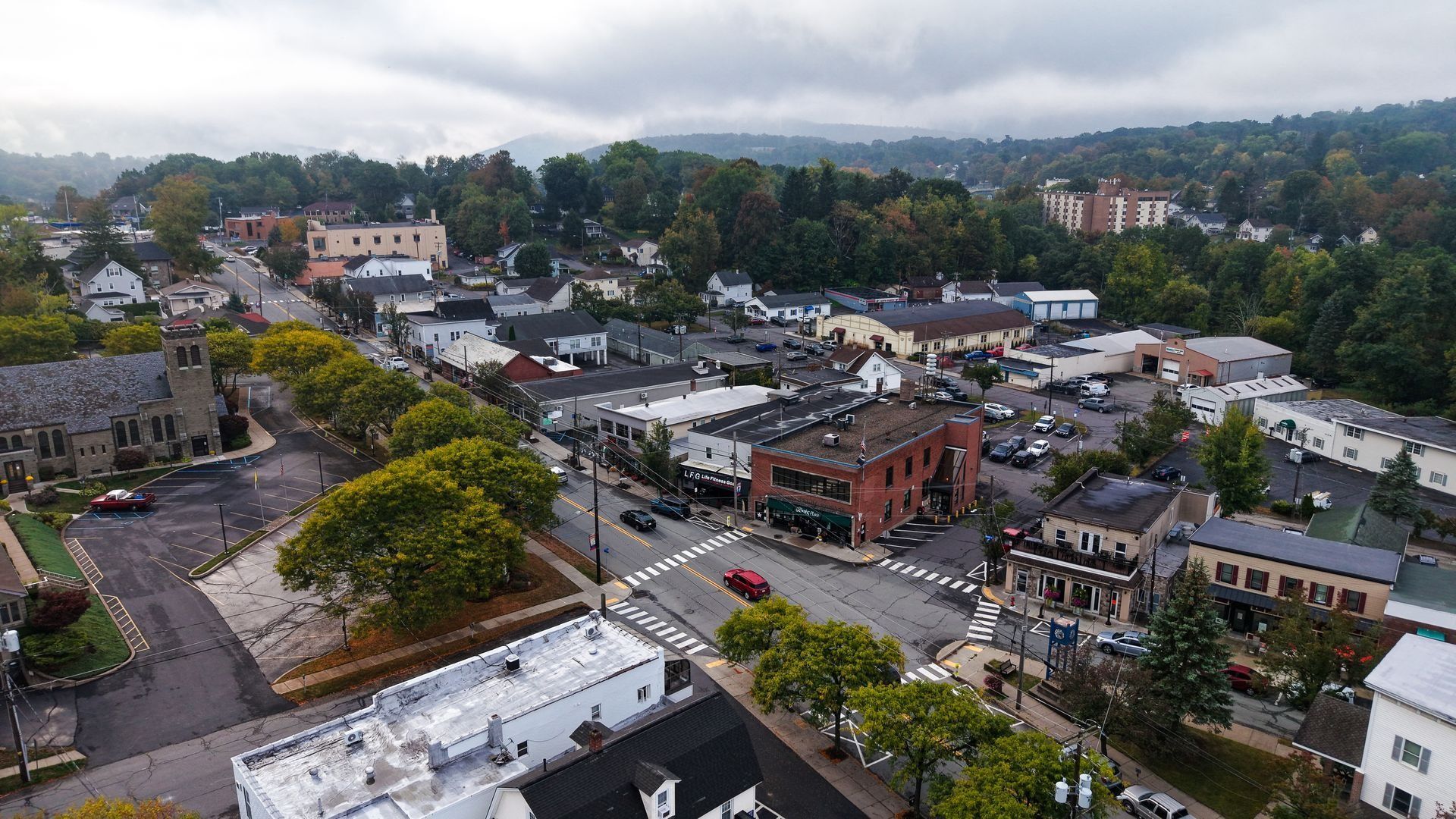 aerial view of downtown clarks summit pa