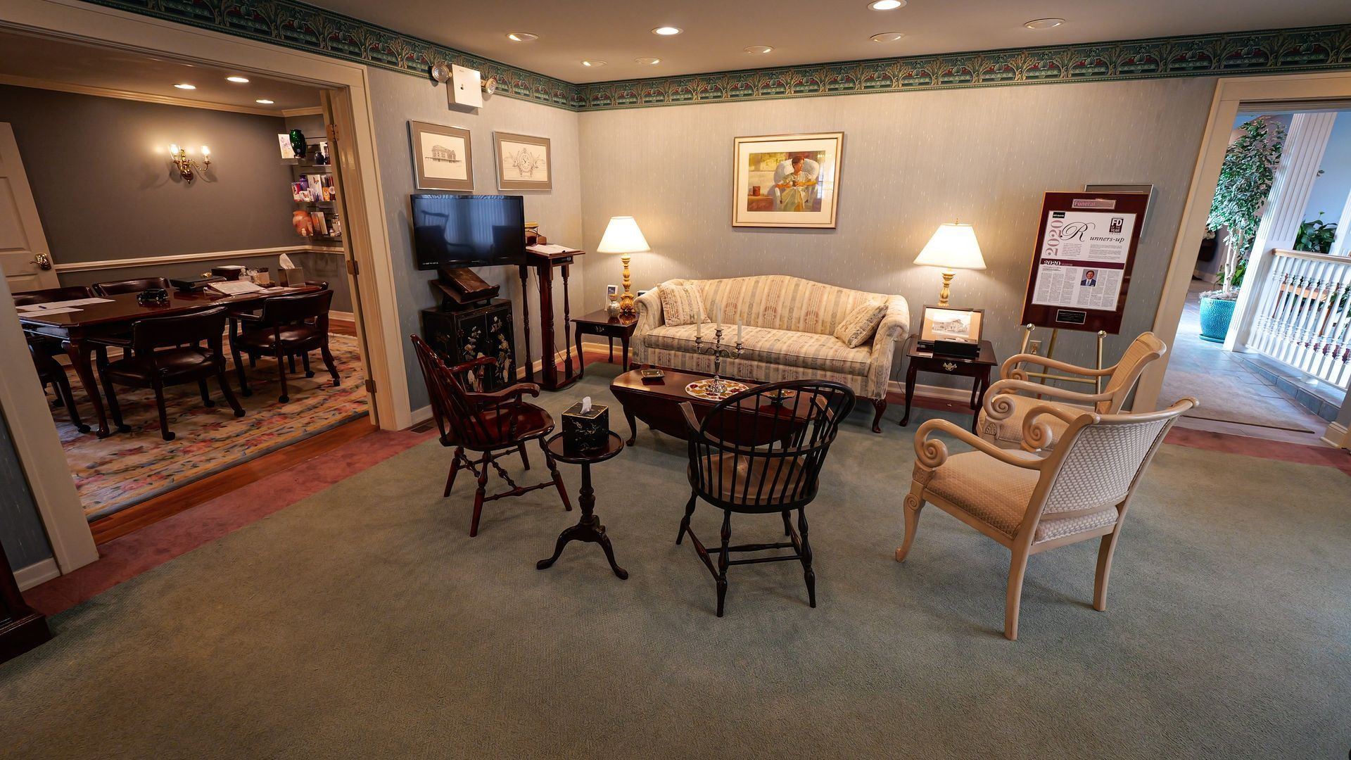 interior of jennings calvey funeral home sitting area