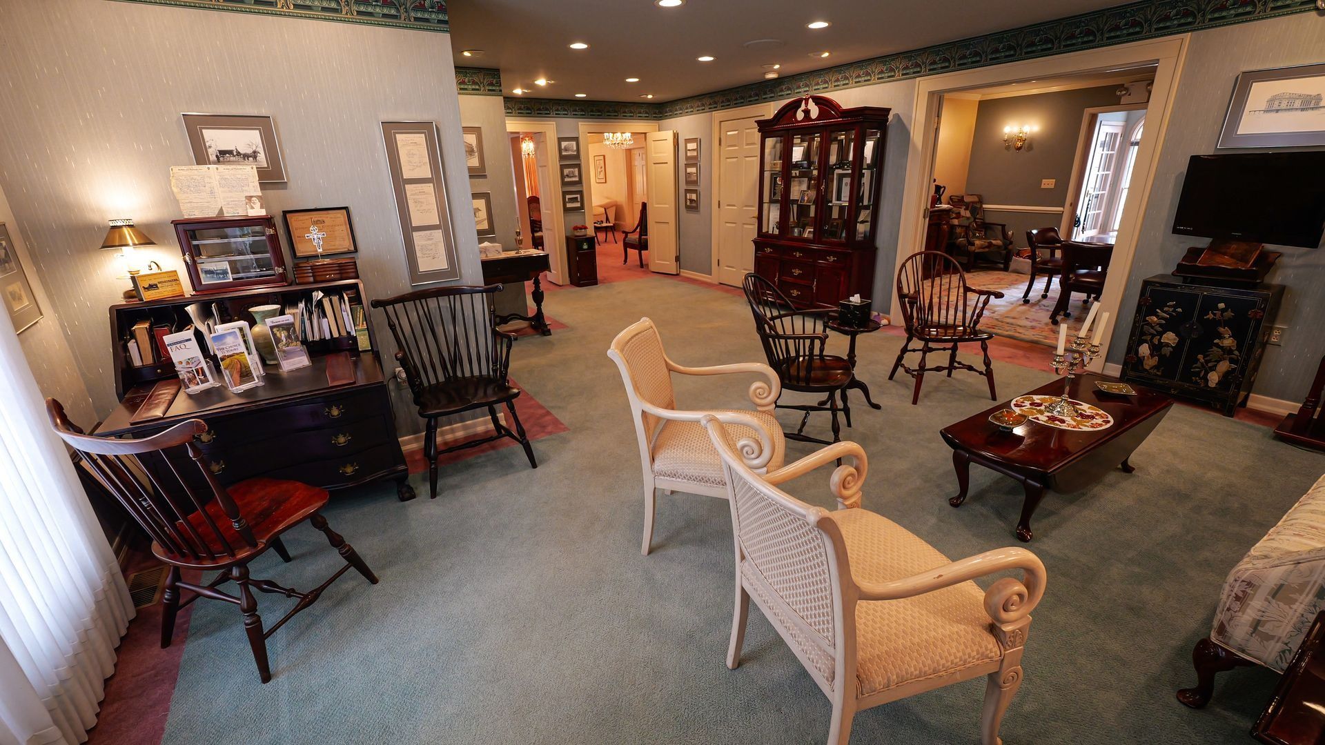interior of jennings calvey funeral home sitting area