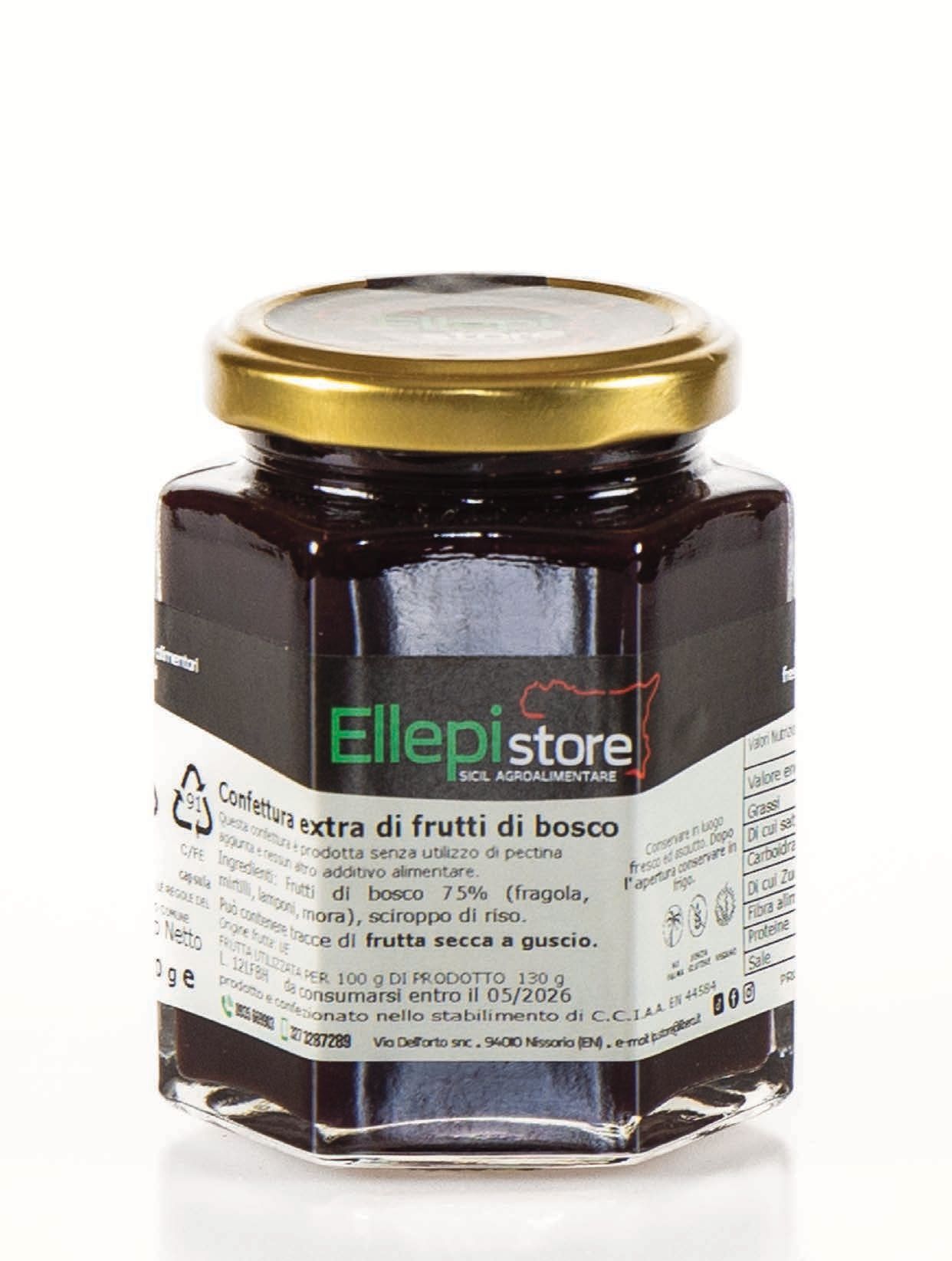 A jar of ellepistore extra di frutti di bosco jam