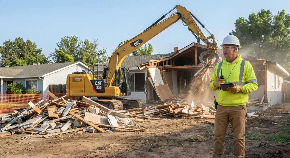 Demolition contractor reviewing project details with a property owner