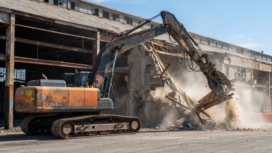 Residential demolition site being cleared after structure removal