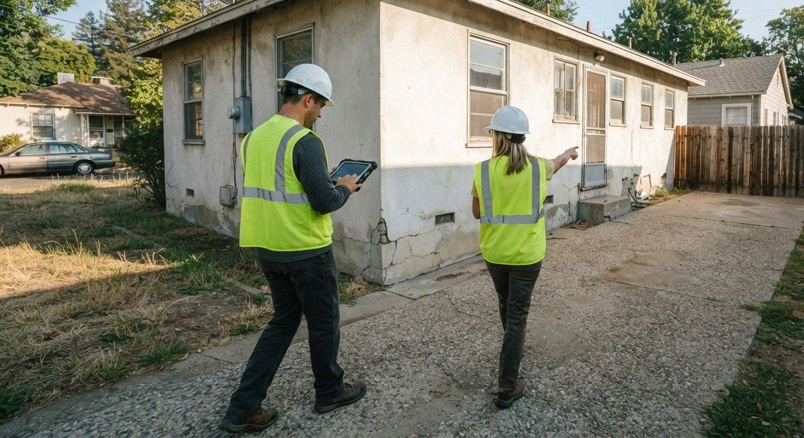 Homeowner discussing demolition plans with an experienced professional