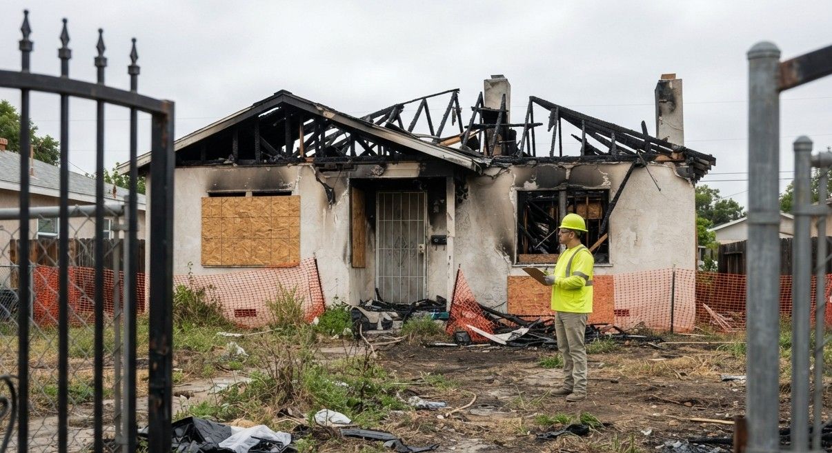 Crew inspecting the demolition area during an active project