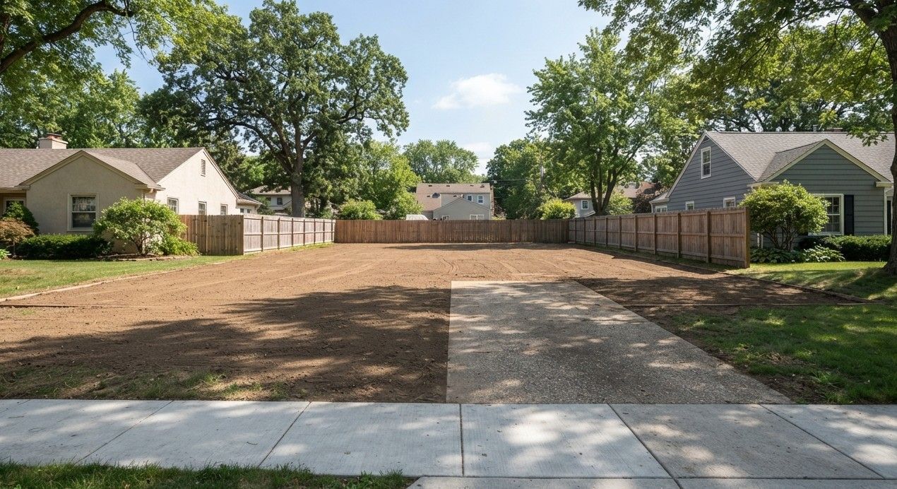 Cleared residential lot after complete house demolition