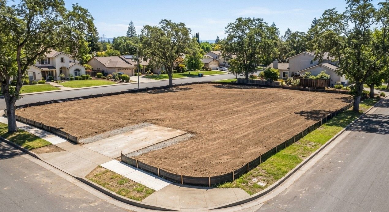 Completed demolition site with a clean and cleared lot