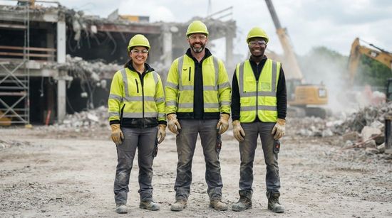 Professional crew preparing a property for demolition work