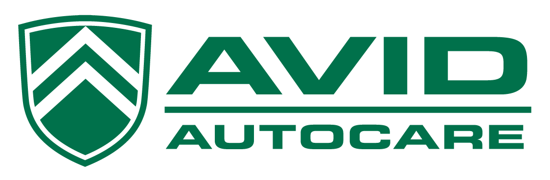 AVID AutoCare logo in green with shield icon and bold lettering