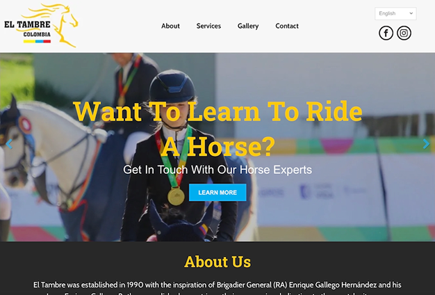 A screenshot of a website for El Tambre - Want to Learn To Ride A Horse