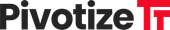 A black and red logo for a company called pivotize