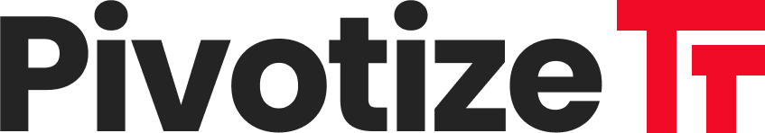 Pivotize logo with the word "Pivotize" in black and a red "T" at the end.