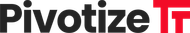 A black and red logo for a company called pivotize
